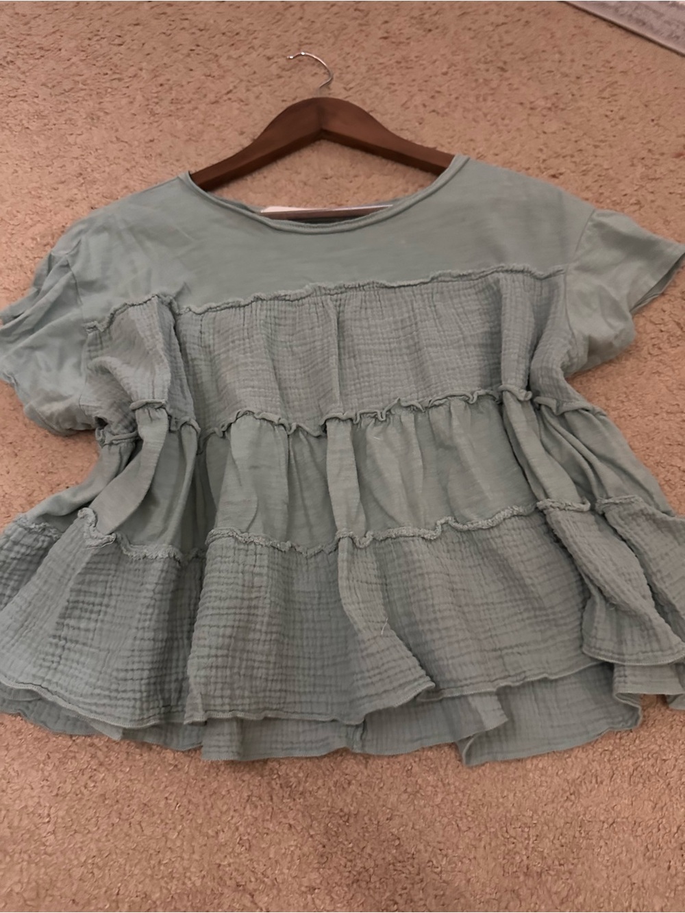 Altar'd State Sage Ruffle Tiered Peasant Top